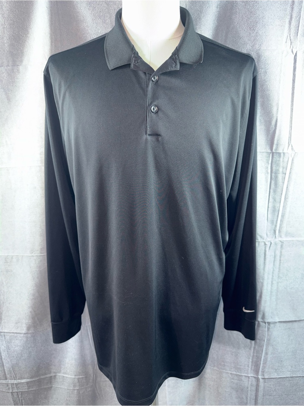 3032-Nike Black Long-Sleeve Polo Shirt